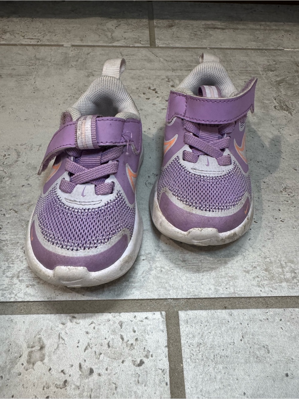 Nike Kids Purple and Light Pink Athletic Sneakers with Velcro